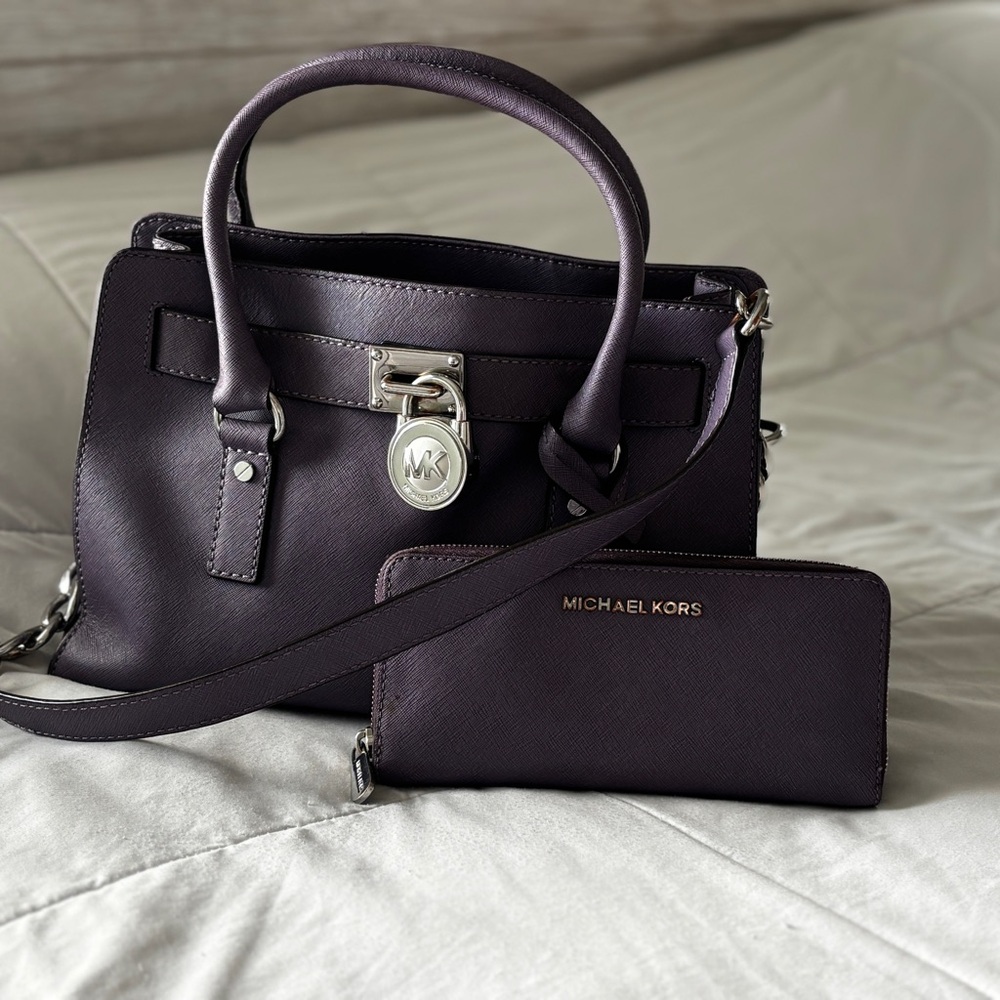 Michael Kors Purple Small Hamilton Satchel and Wallet